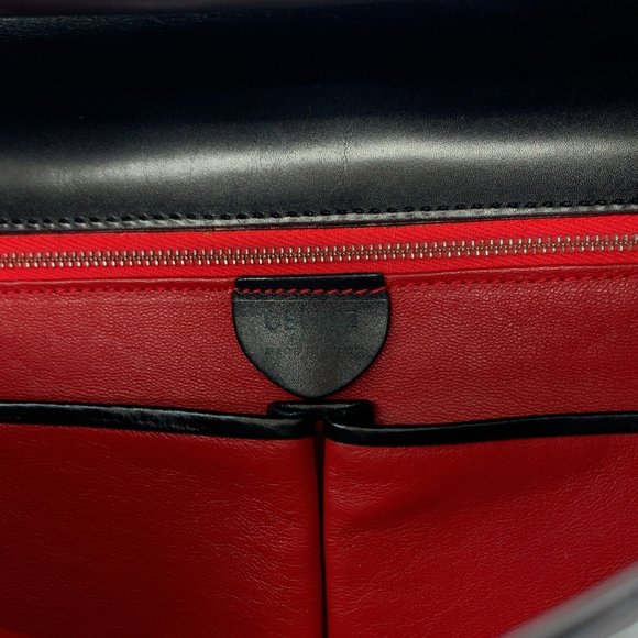 CELINE Vintage Sen Pattern Black Red Gold Hardware Leather Tote Bag - Picture 4 of 10